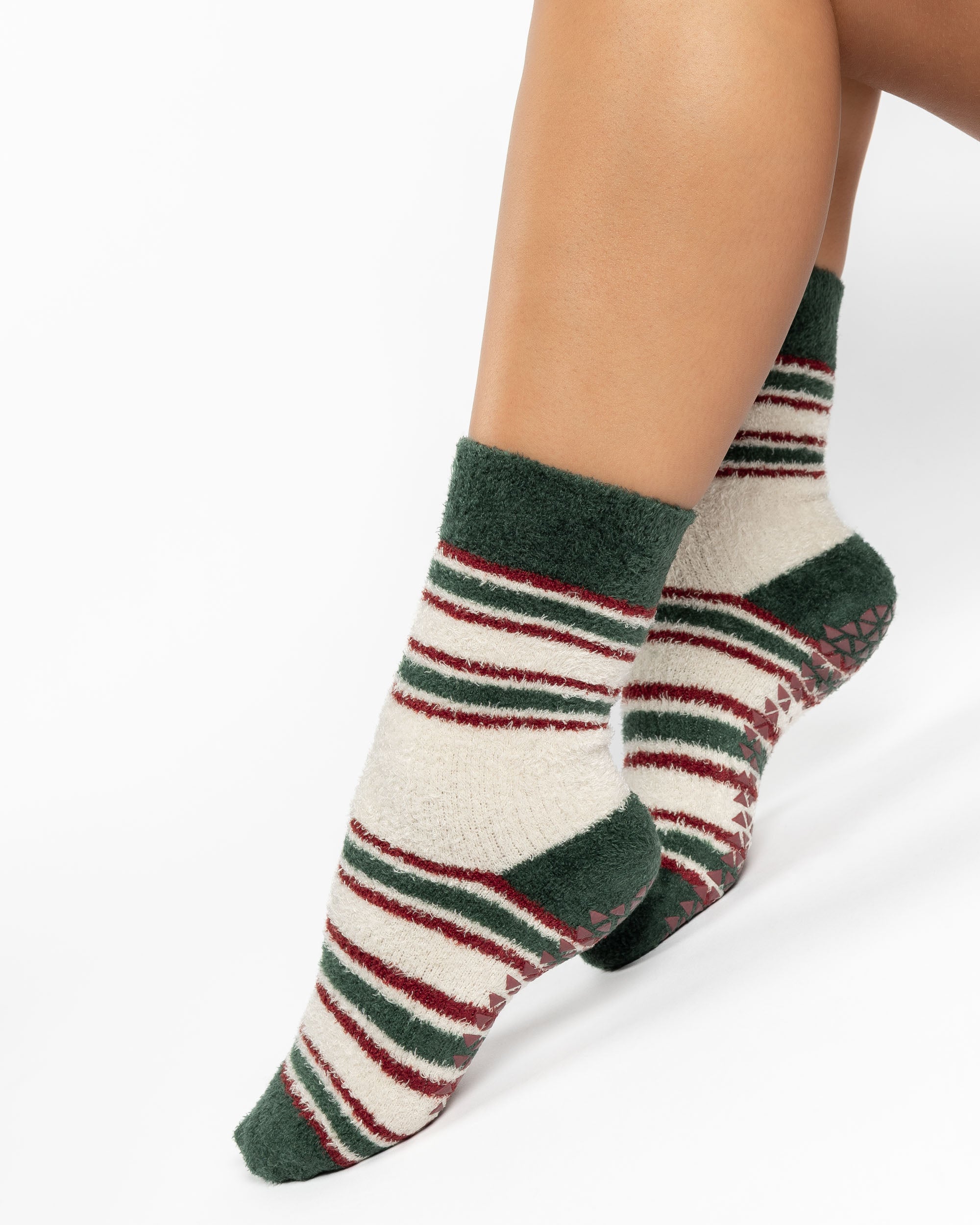 Rugby Stripe Cozy Crew Grip Sock