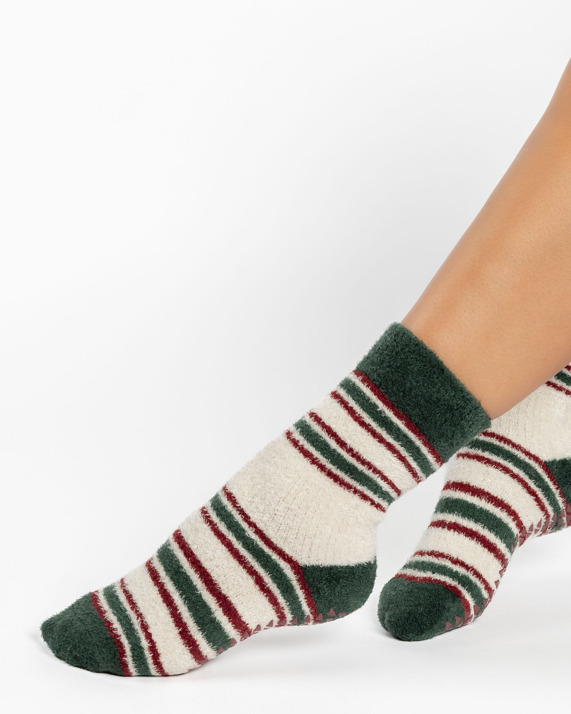 Rugby Stripe Cozy Crew Grip Sock