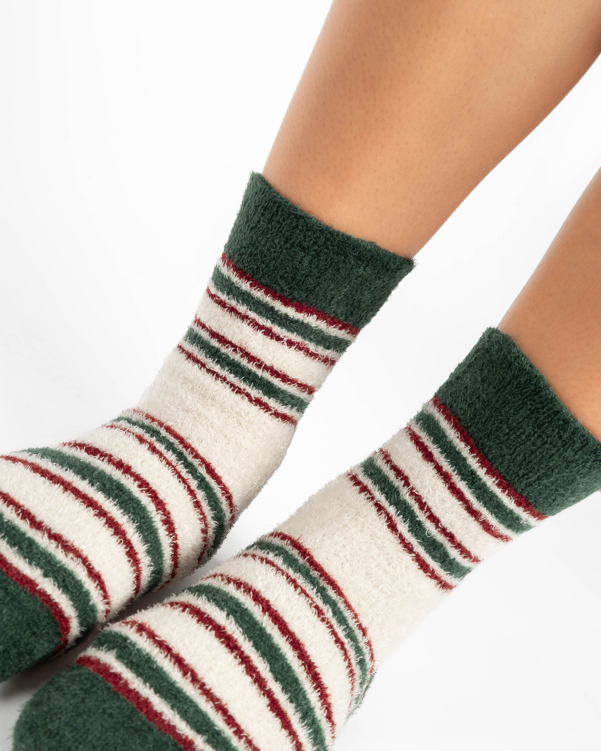 Rugby Stripe Cozy Crew Grip Sock