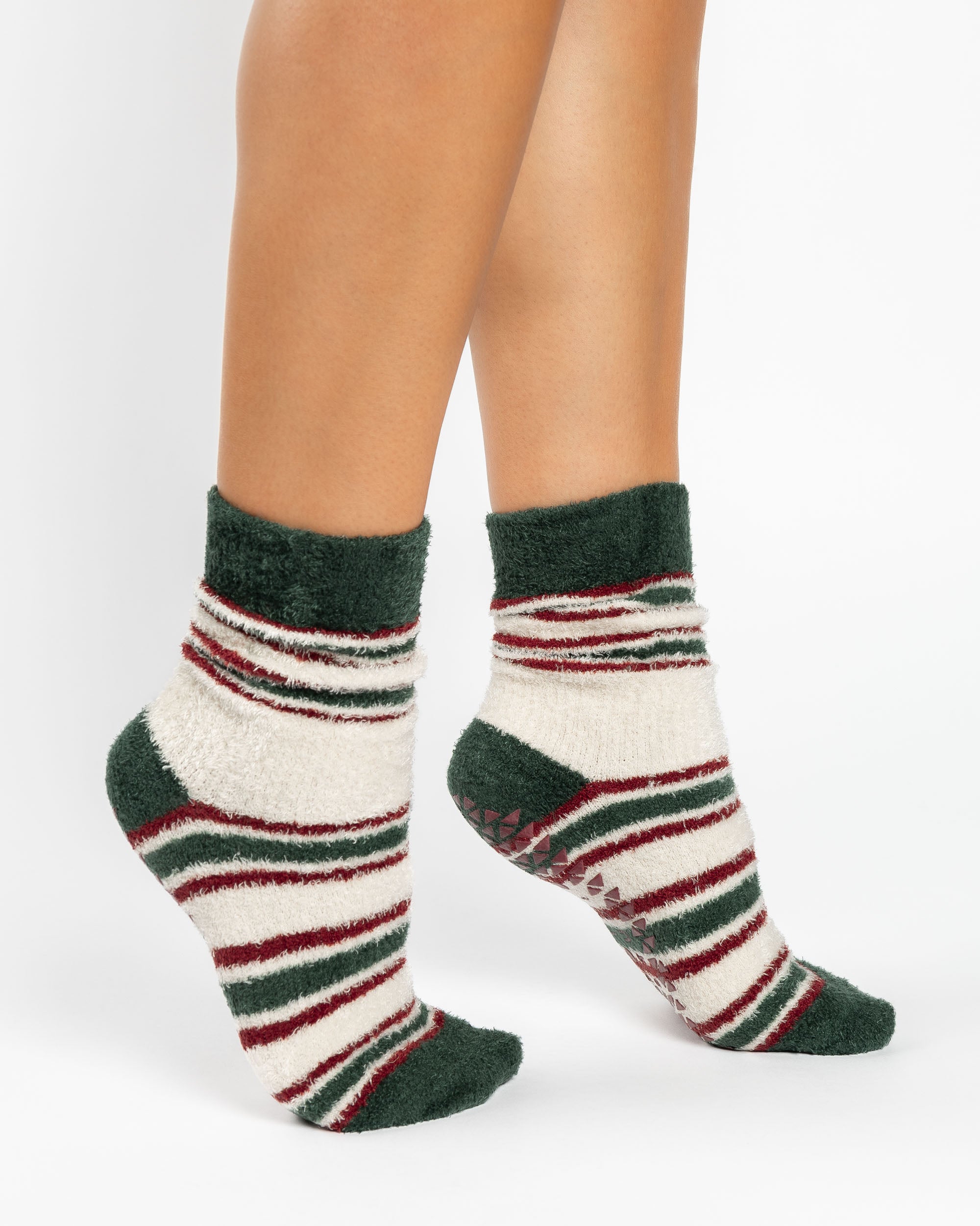 Rugby Stripe Cozy Crew Grip Sock