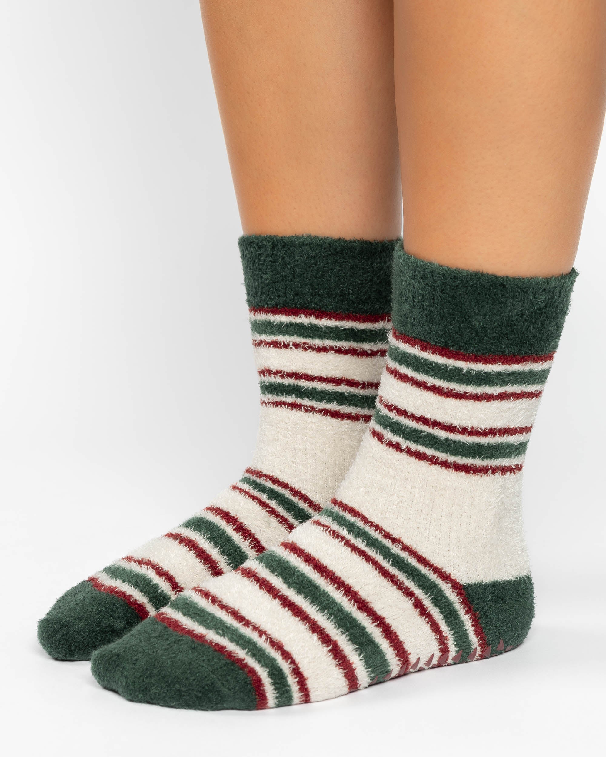 Rugby Stripe Cozy Crew Grip Sock