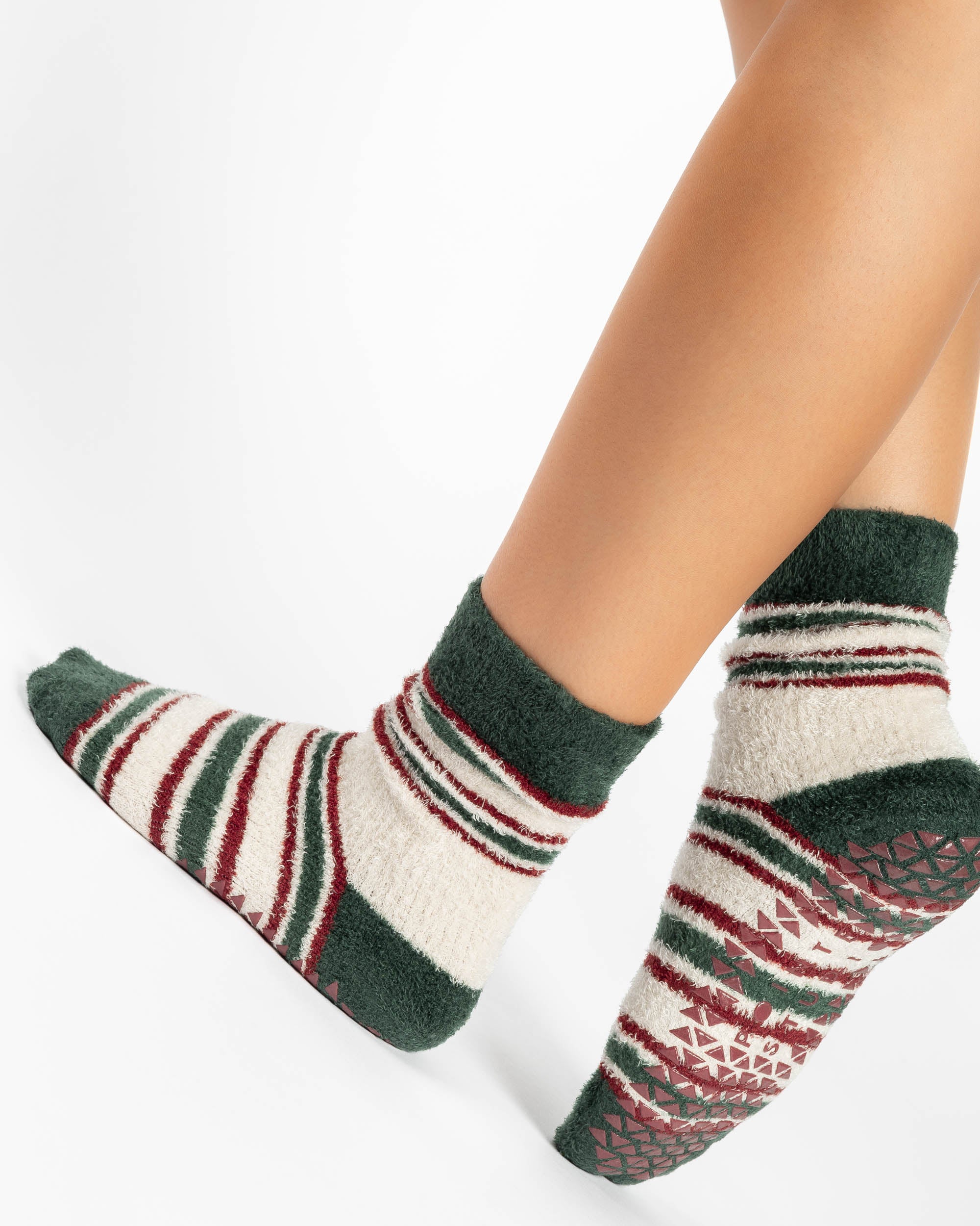 Rugby Stripe Cozy Crew Grip Sock