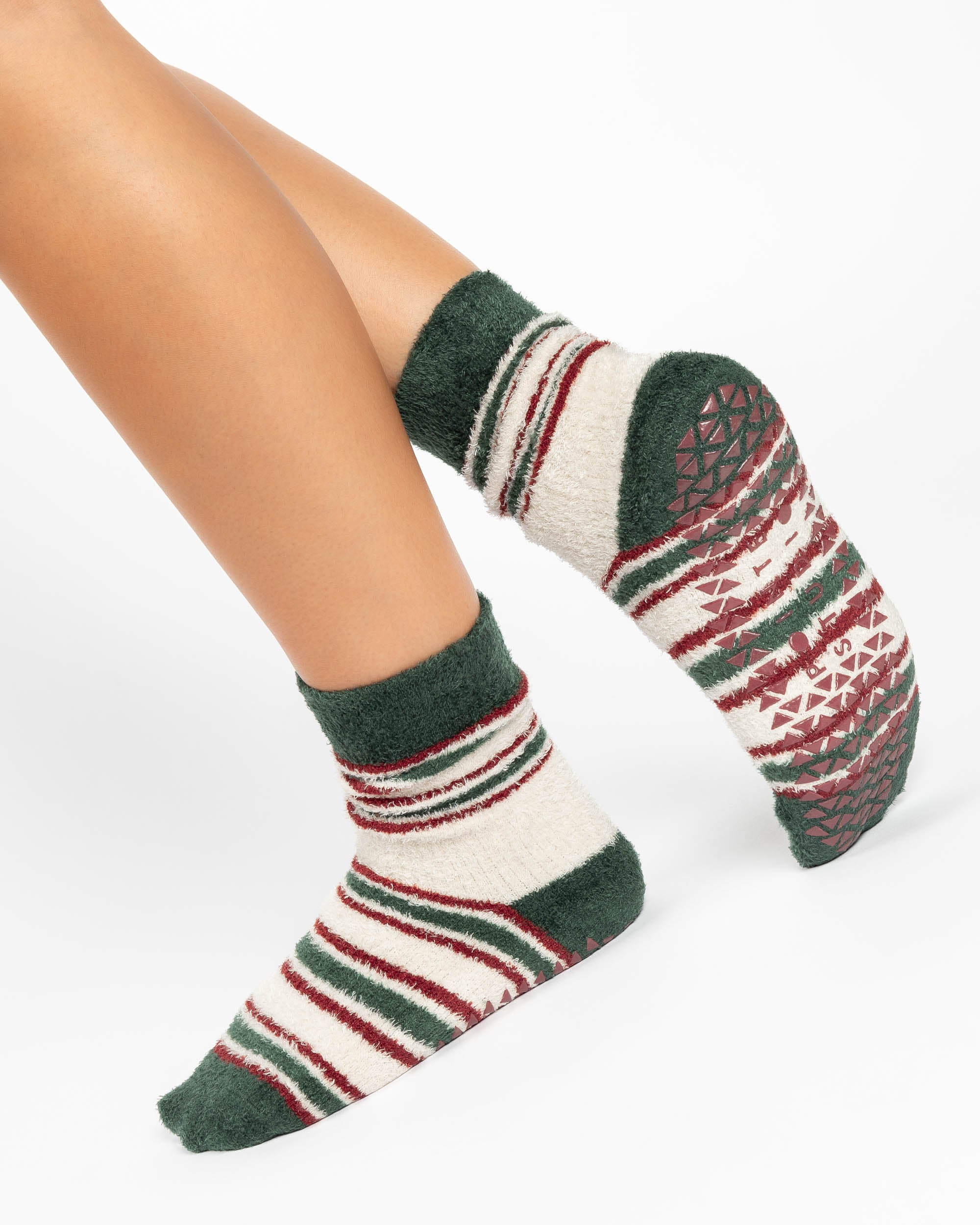 Rugby Stripe Cozy Crew Grip Sock