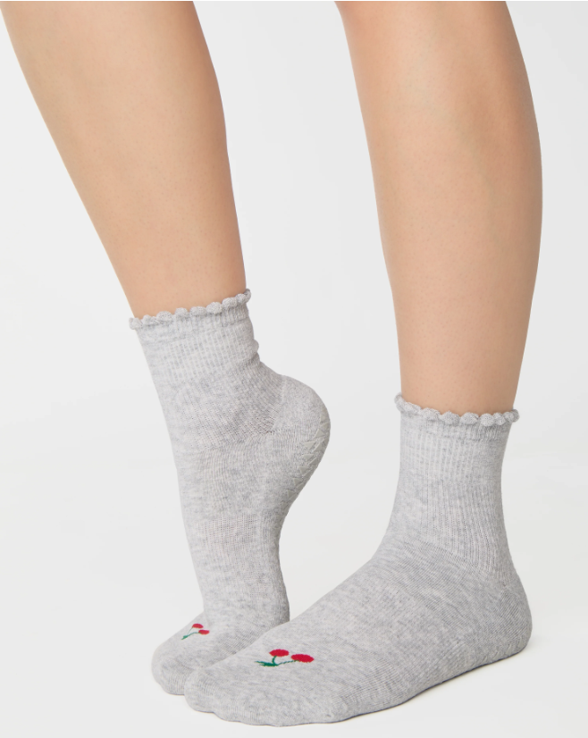 Cherry Ankle Grip Sock