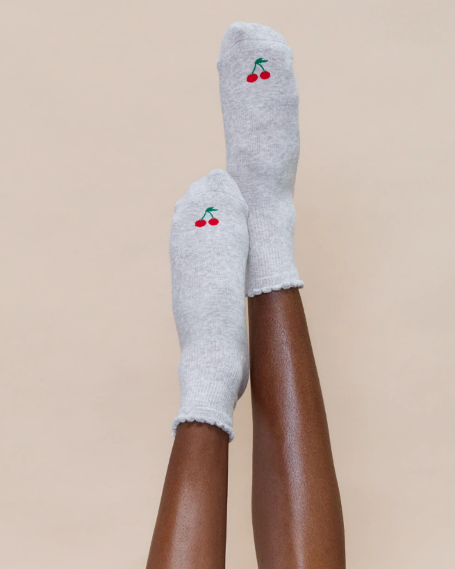 Cherry Ankle Grip Sock