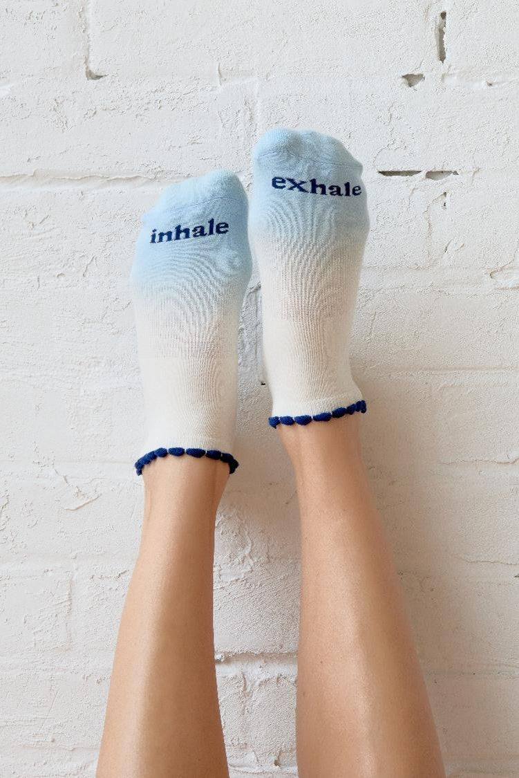 Breath Full Foot Grip Sock Cloud Mist