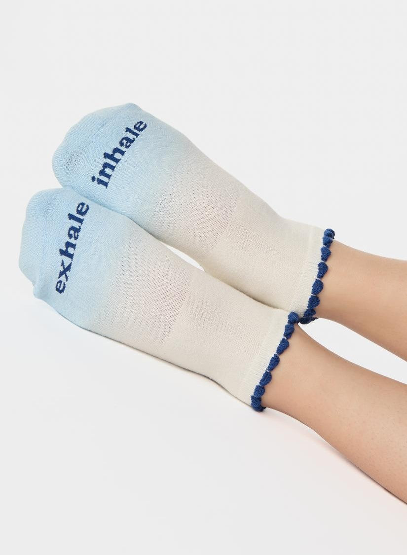 Breath Full Foot Grip Sock Cloud Mist