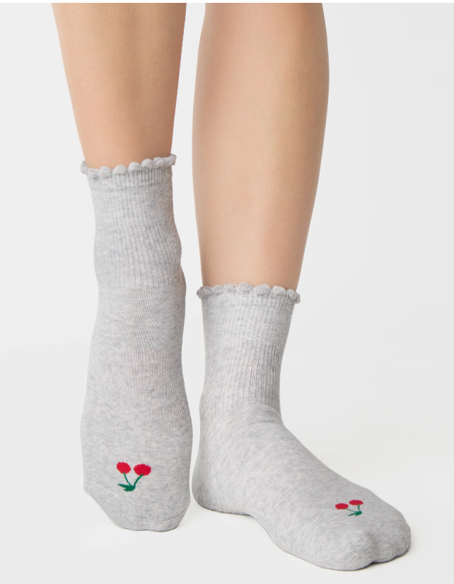 Cherry Ankle Grip Sock